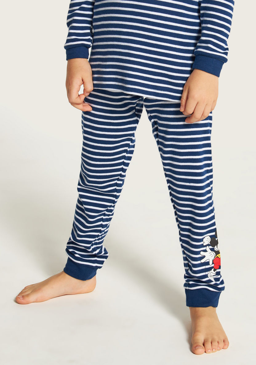 Disney Mickey Mouse Striped T-shirt and Pyjama Set-Nightwear-image-3