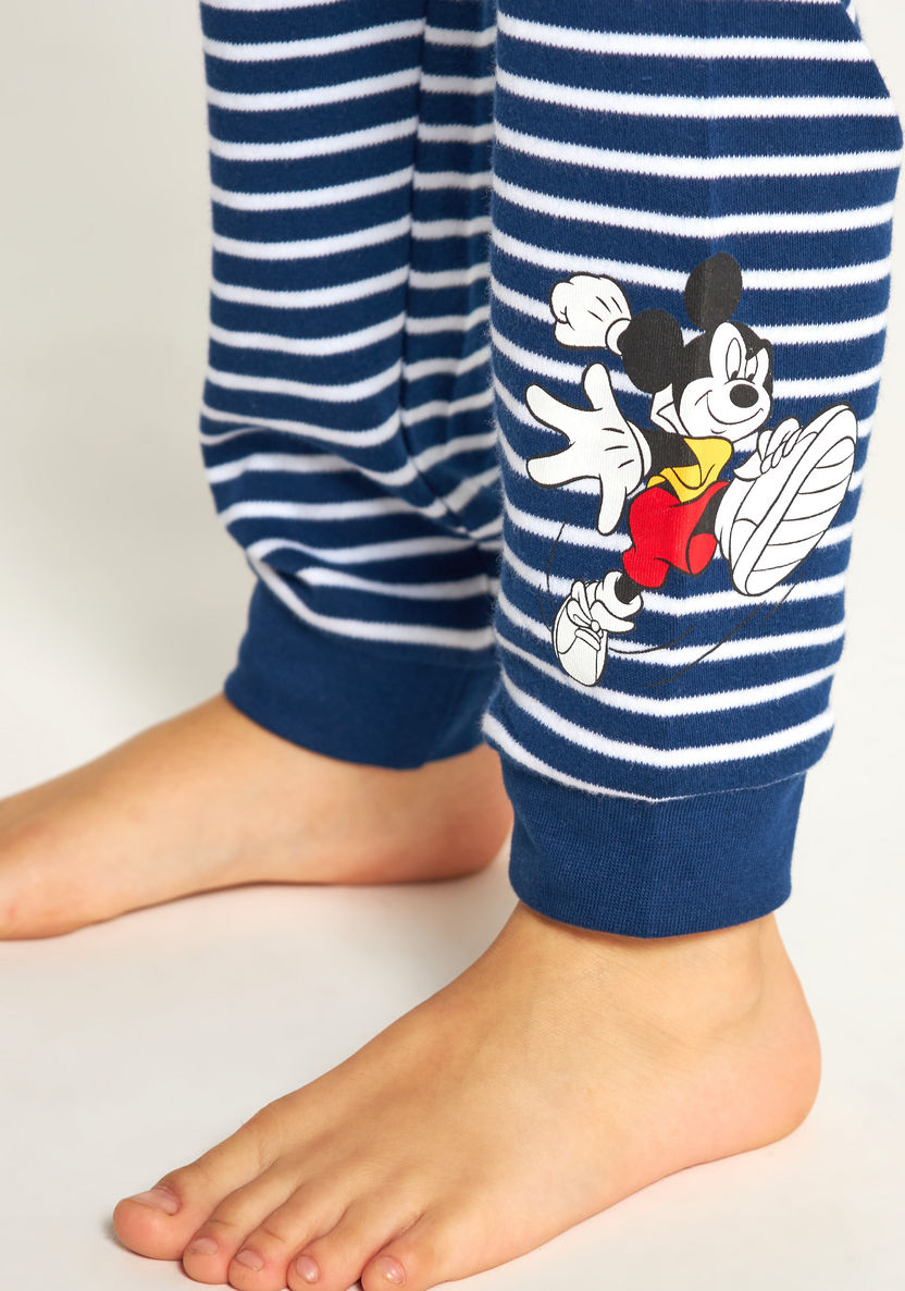 Disney Mickey Mouse Striped T-shirt and Pyjama Set-Nightwear-image-4