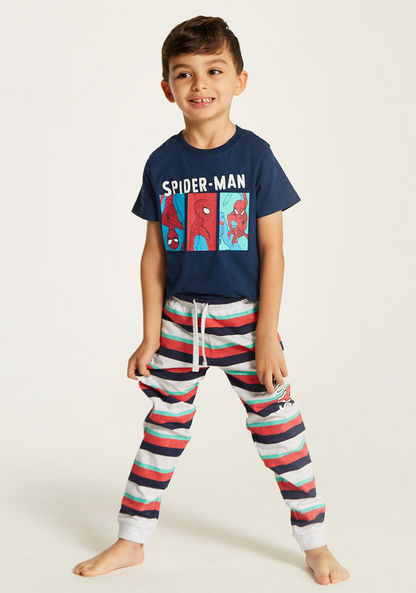 Spider-Man Print T-shirt and Pyjama Set-Clothes Sets-image-0