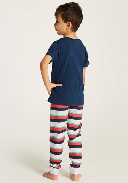Spider-Man Print T-shirt and Pyjama Set-Clothes Sets-image-4