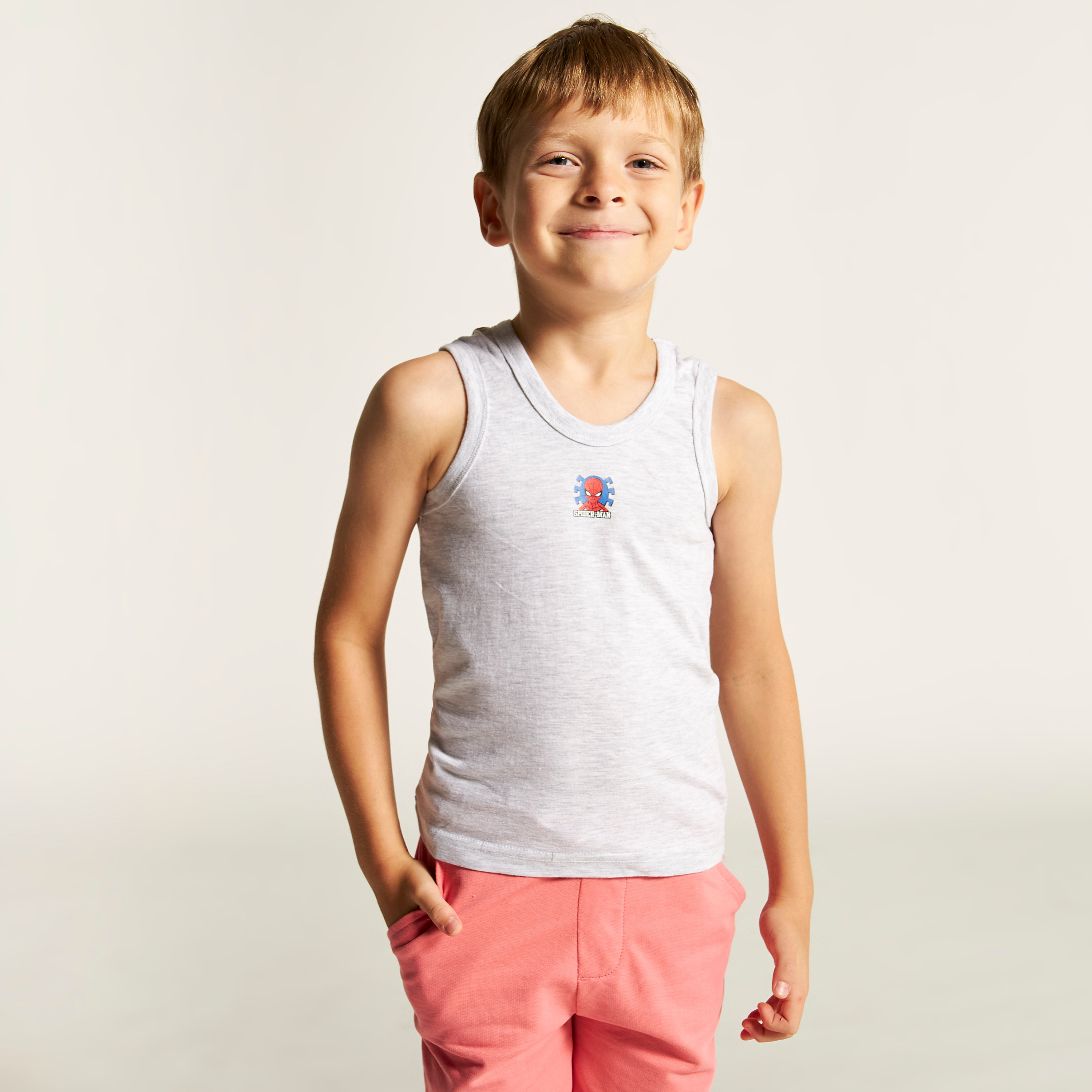 Spiderman Print 3-Piece Vest Set-boys-clothing-innerwear-vests-image-6