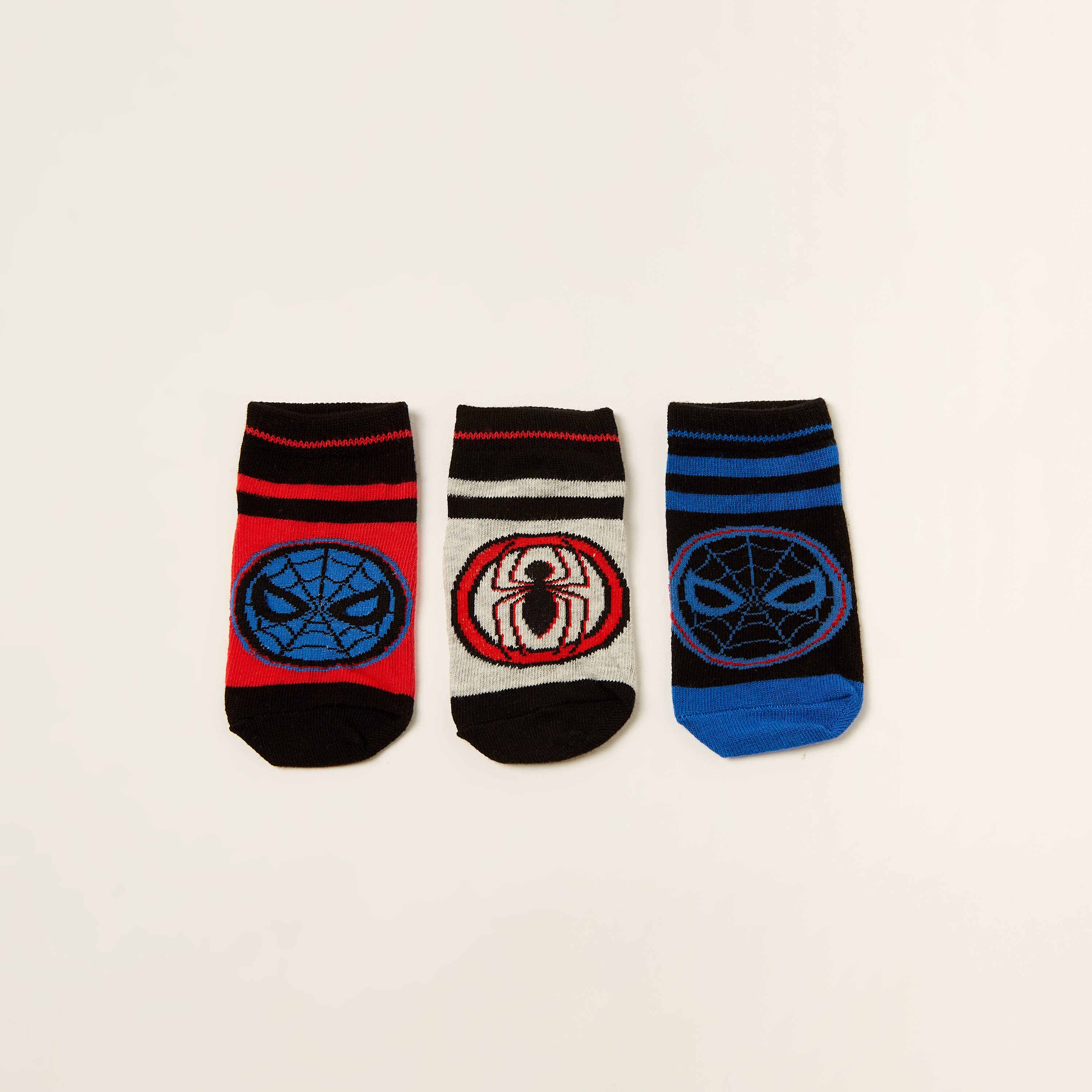Spider-Man Textured Ankle Length Socks - Set of 3-boys-accessories-socks-image-1