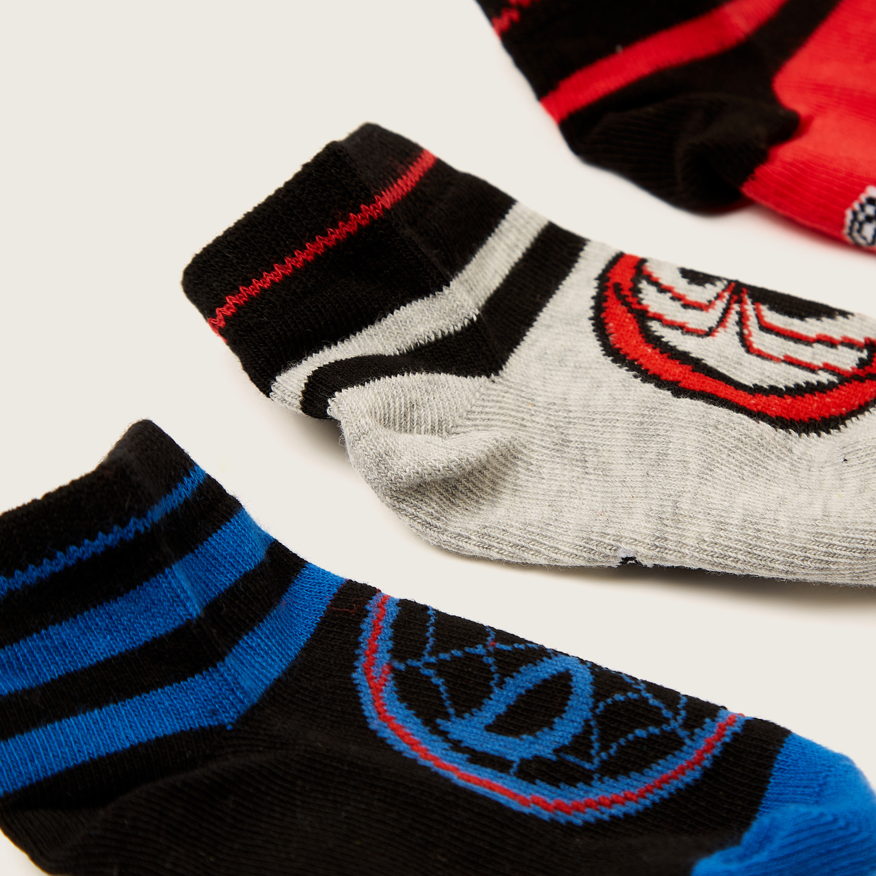 Spider-Man Textured Ankle Length Socks - Set of 3-boys-accessories-socks-image-3