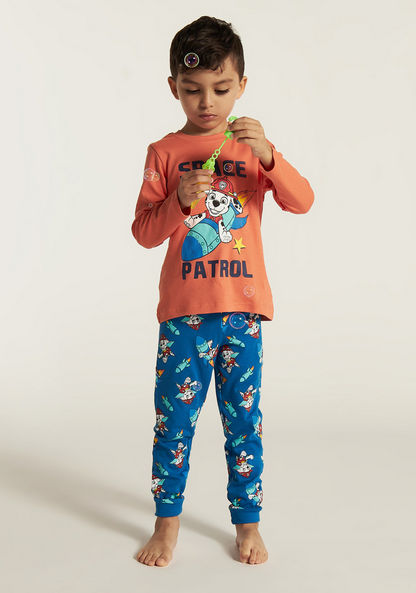 Paw Patrol Print Round Neck T-shirt and Pyjama Set