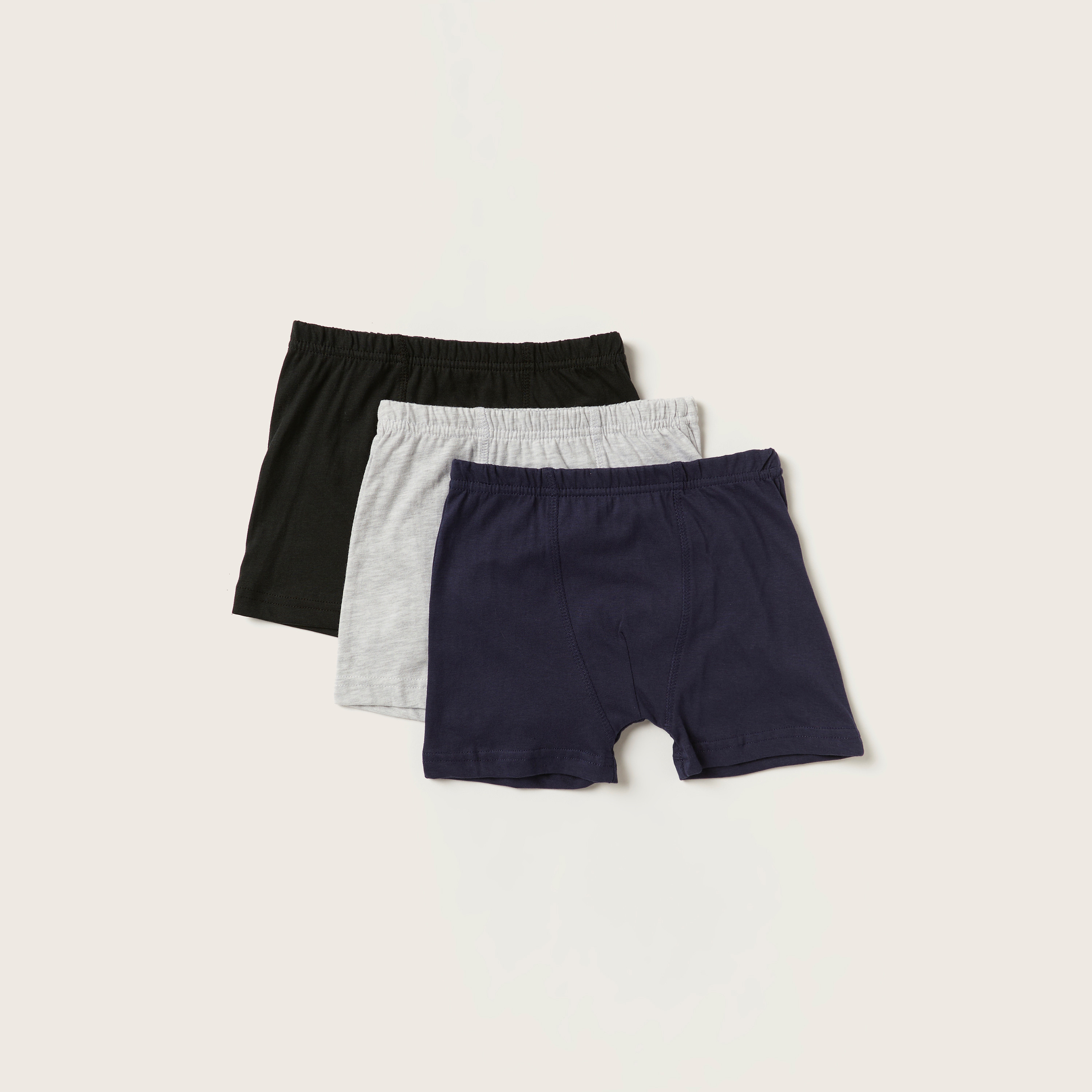 Juniors Solid Boxers with Elasticated Waistband - Set of 3-boys-clothing-multipacks-image-1
