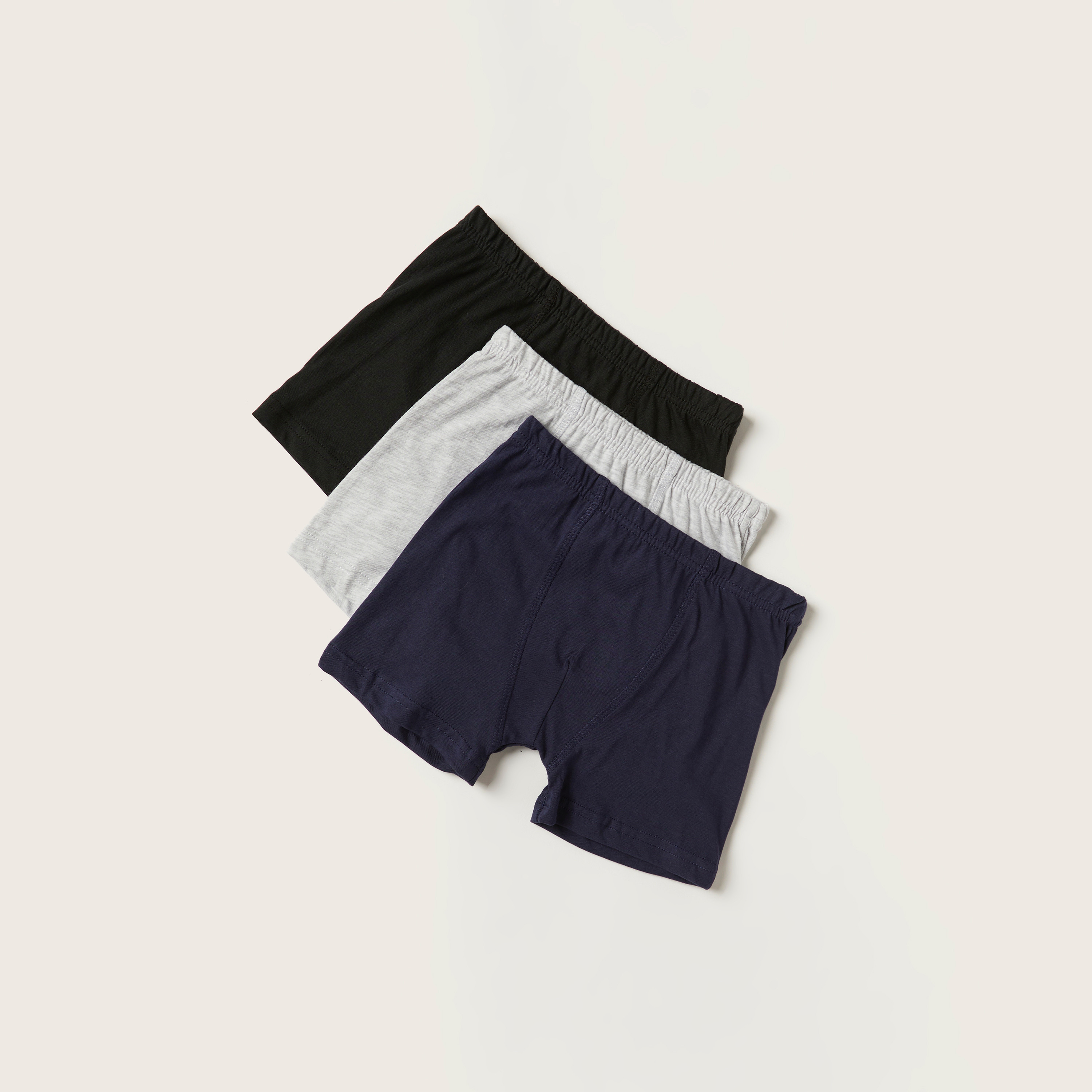 Juniors Solid Boxers with Elasticated Waistband - Set of 3-boys-clothing-multipacks-image-2