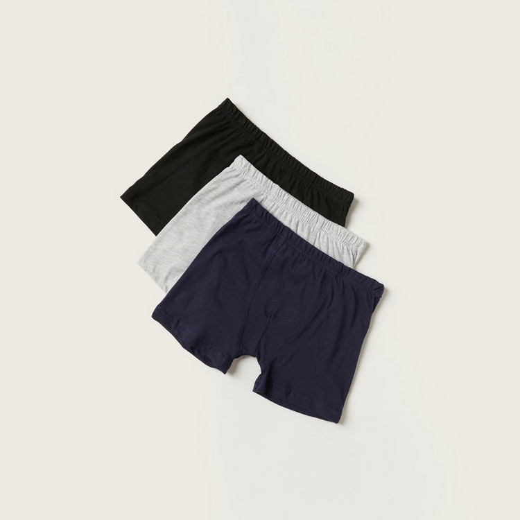 Juniors Solid Boxers with Elasticated Waistband - Set of 3