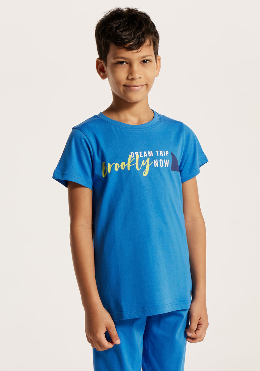 Juniors 4-Piece Printed T-shirt with Shorts and Pyjama Set-Nightwear-image-3