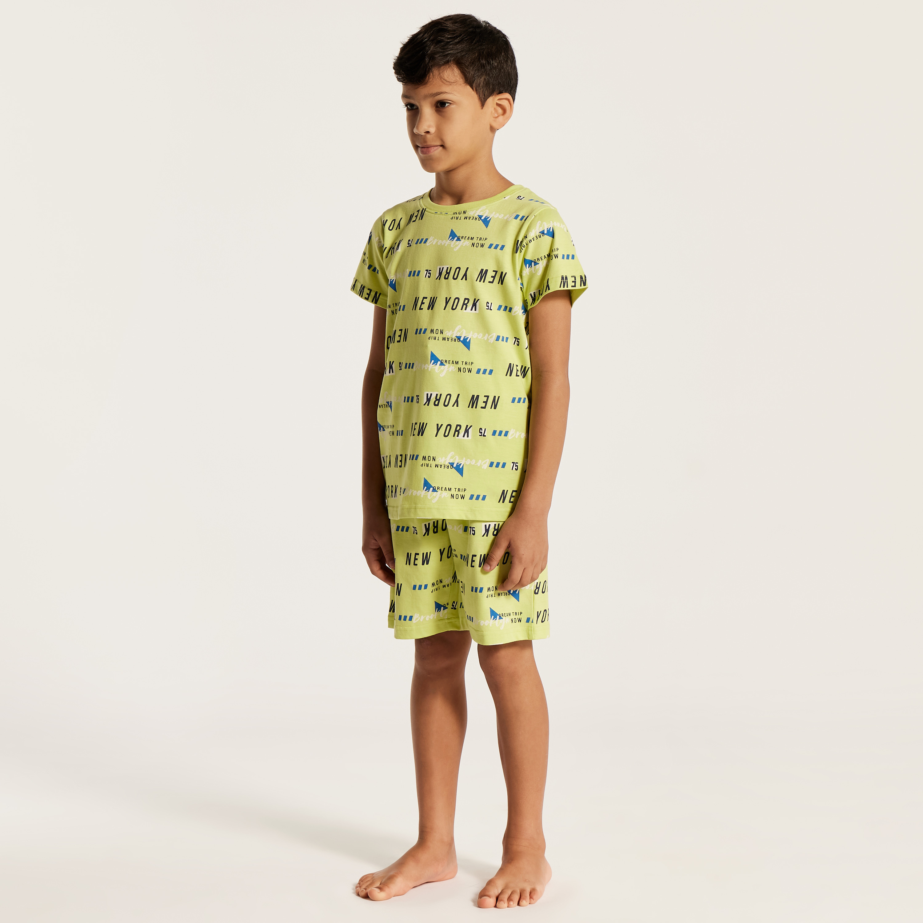 Juniors 4-Piece Printed T-shirt with Shorts and Pyjama Set-boys-clothing-nightwear-image-7