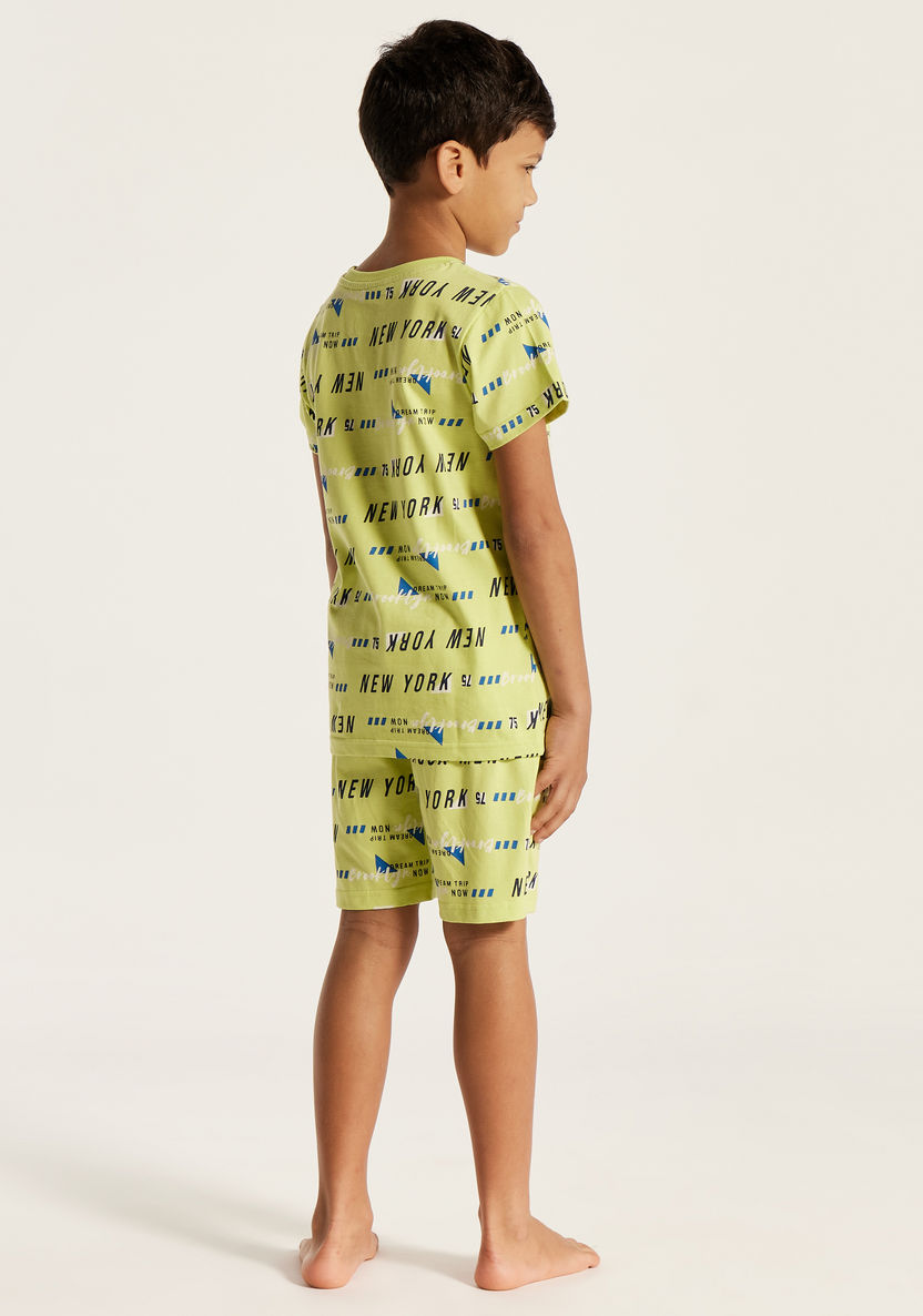 Juniors 4-Piece Printed T-shirt with Shorts and Pyjama Set-Nightwear-image-7