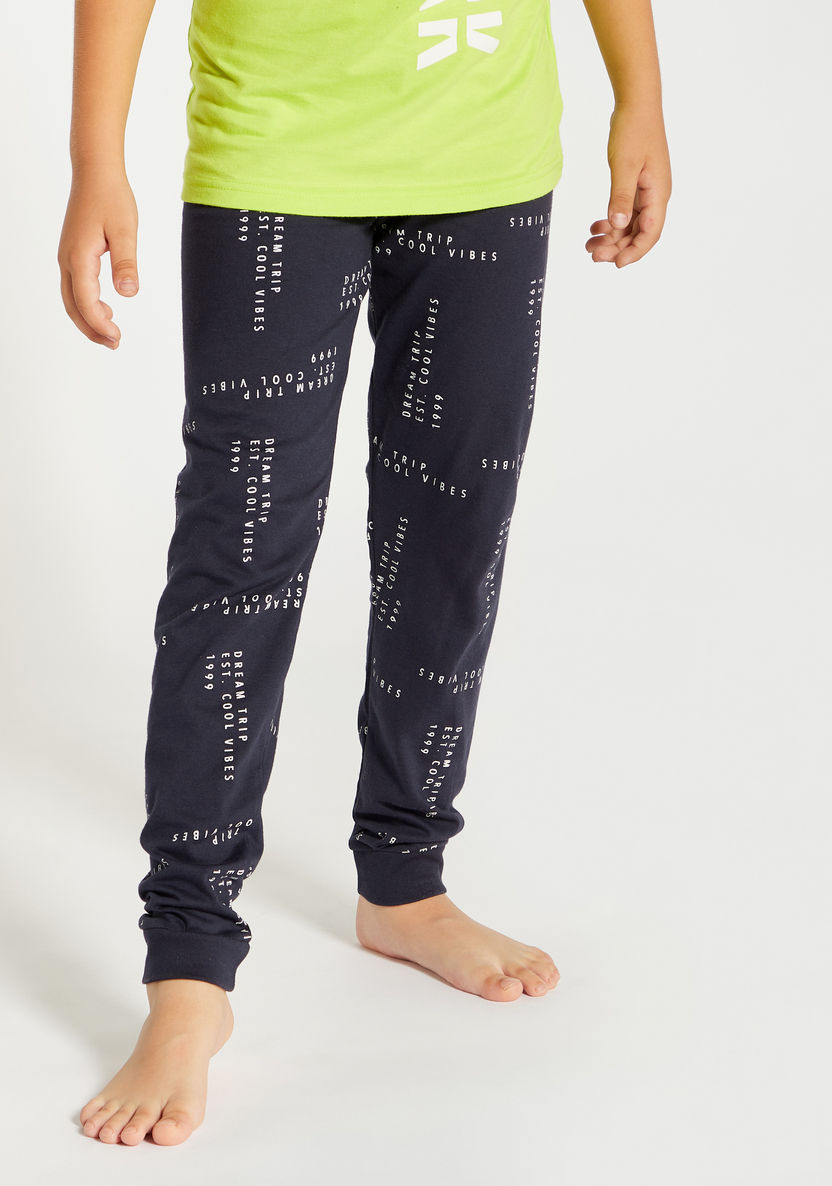 Juniors Printed Short Sleeves T-shirt and Pyjama Set-Nightwear-image-2