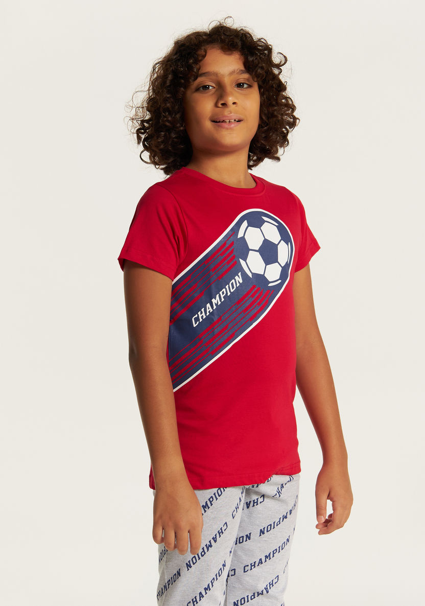 Juniors Printed 4-Piece Round Neck T-shirt and Pyjamas with Shorts-Clothes Sets-image-1