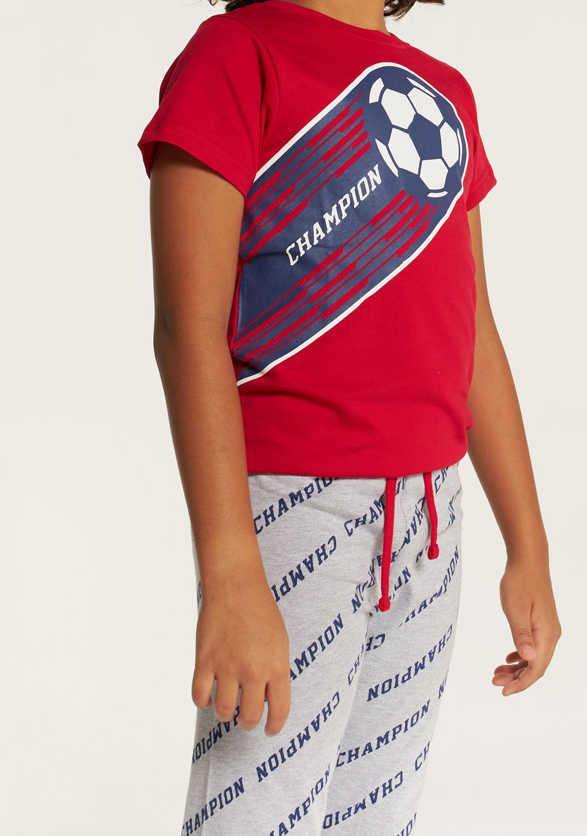 Juniors Printed 4-Piece Round Neck T-shirt and Pyjamas with Shorts-Clothes Sets-image-3