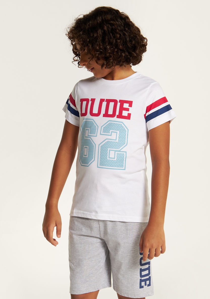 Juniors Printed 4-Piece Round Neck T-shirt and Pyjamas with Shorts-Clothes Sets-image-6