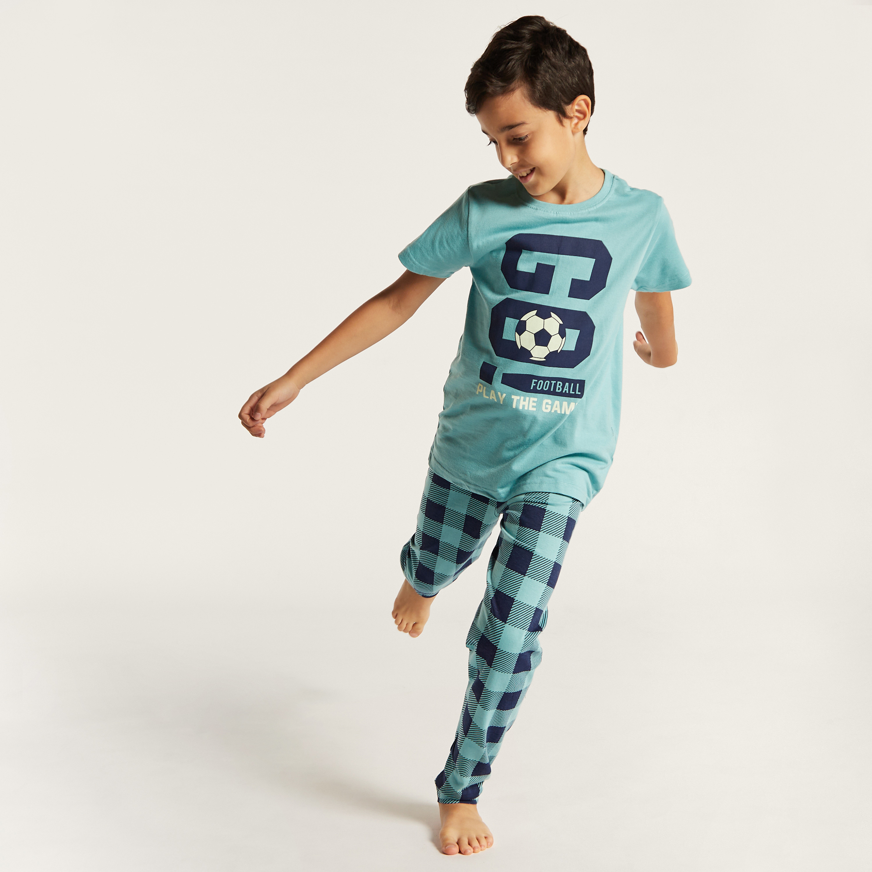 Buy Juniors Football Print Crew Neck T-shirt and Full Length Buy Juniors Football Print Crew Neck T-shirt and Full Length
