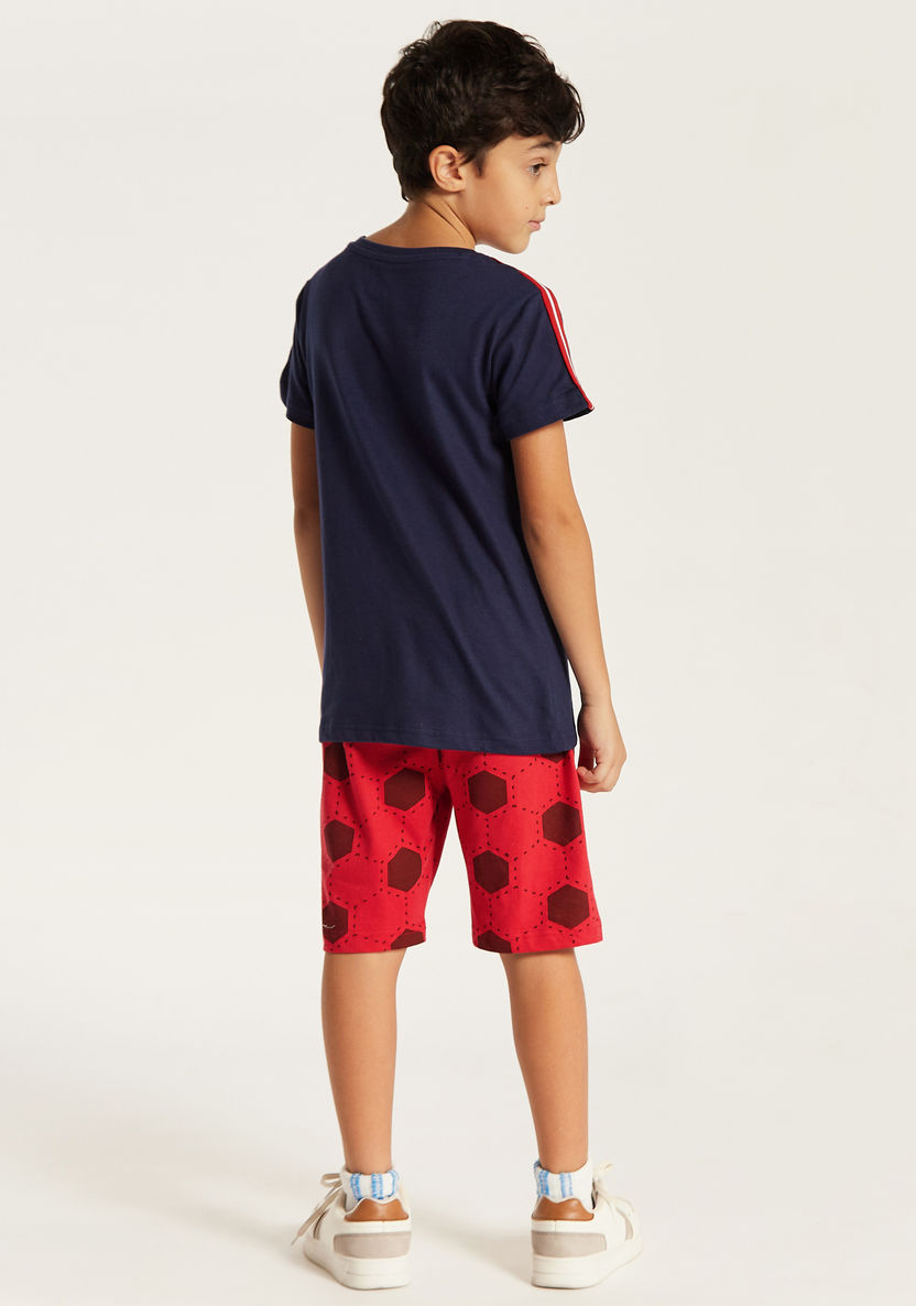 Juniors Graphic Print Crew Neck T-shirt and Shorts Set-Nightwear-image-2