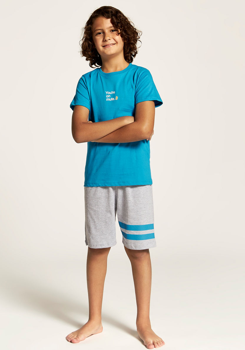 Juniors Printed Round Neck T-shirt and Shorts Set-Clothes Sets-image-0