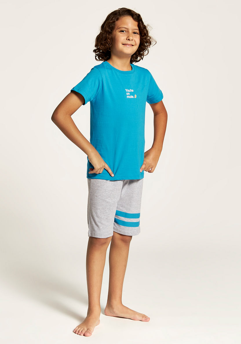 Juniors Printed Round Neck T-shirt and Shorts Set-Clothes Sets-image-1