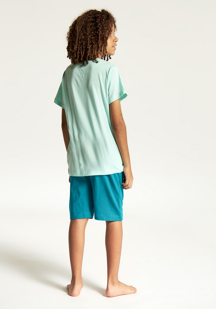 Juniors Printed Crew Neck T-shirt and Shorts Set-Nightwear-image-3