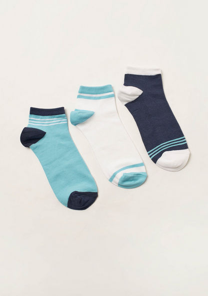 Juniors Striped Ankle Length Socks with Elasticated Hem - Set of 3