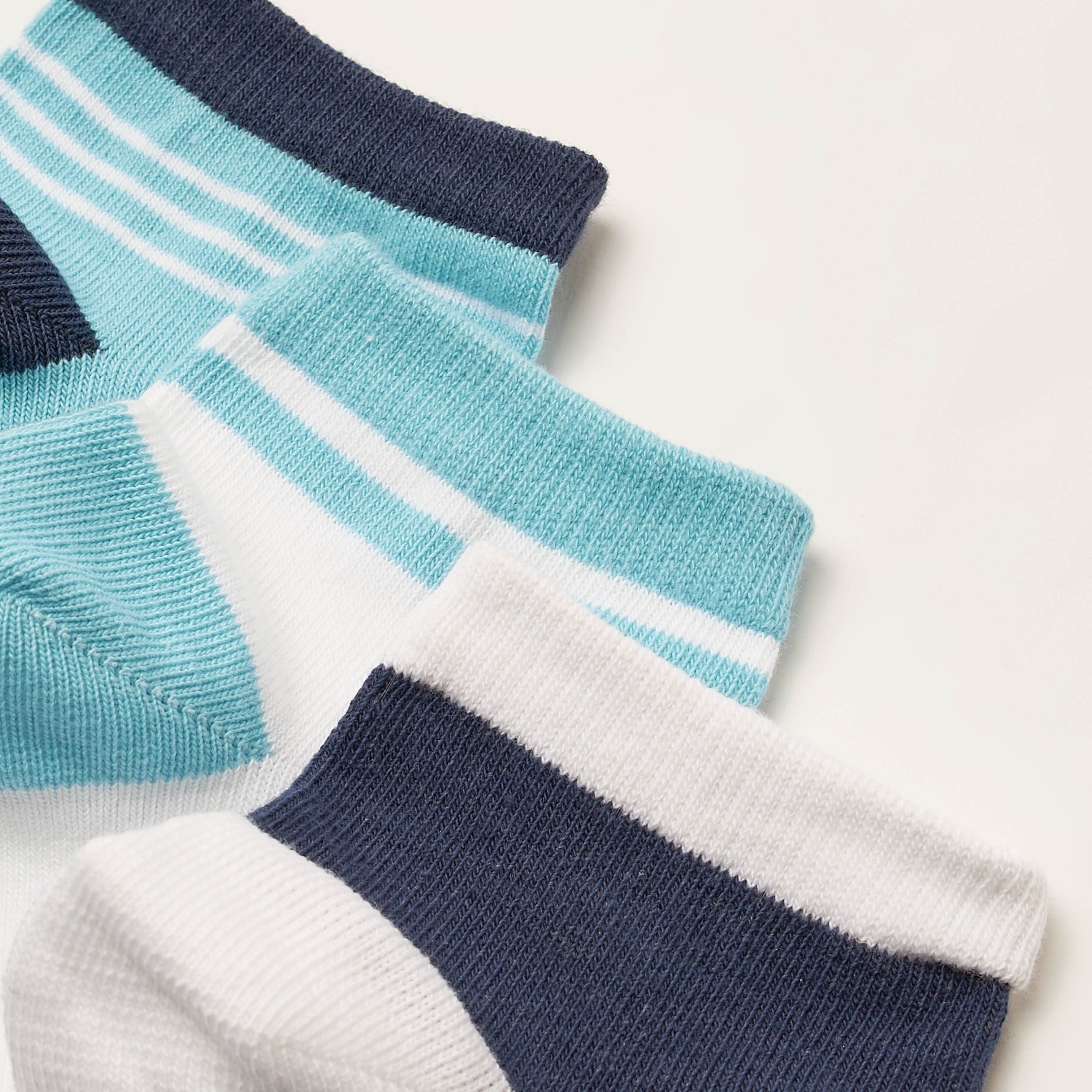 Juniors Striped Ankle Length Socks with Elasticated Hem - Set of 3-boys-accessories-socks-image-3