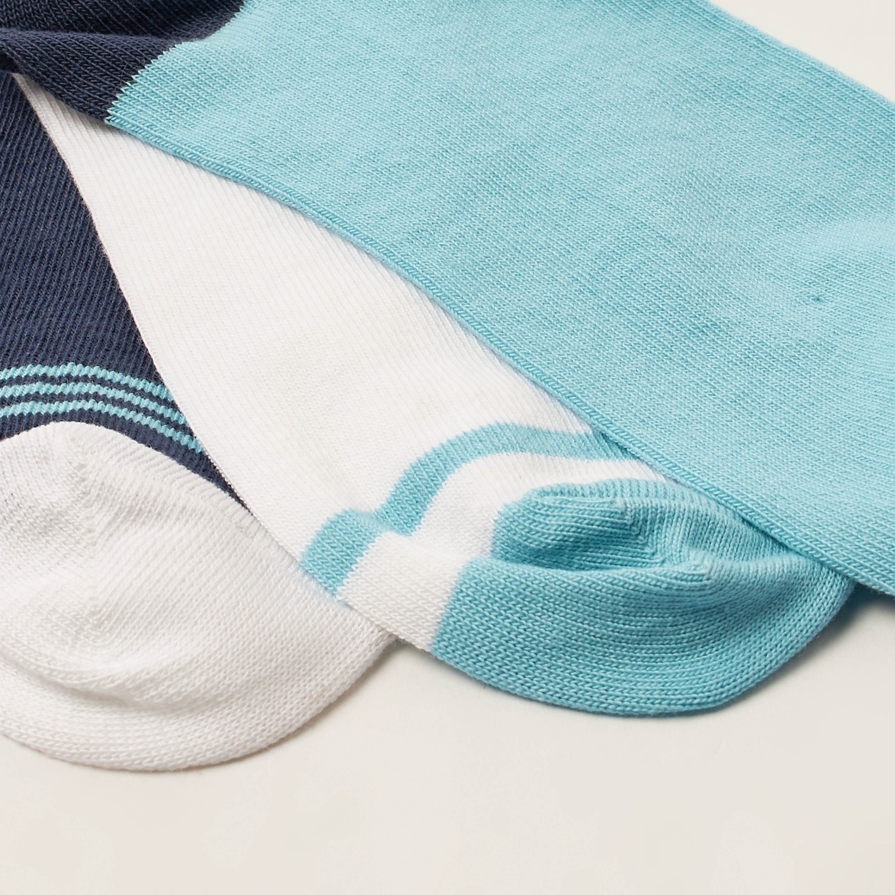 Juniors Striped Ankle Length Socks with Elasticated Hem - Set of 3-boys-accessories-socks-image-4