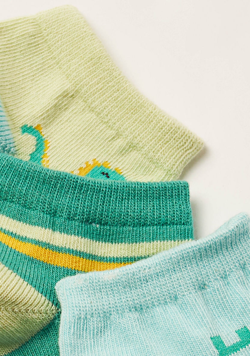 Juniors Printed Ankle Length Socks with Elasticated Hem - Set of 3-Socks-image-2