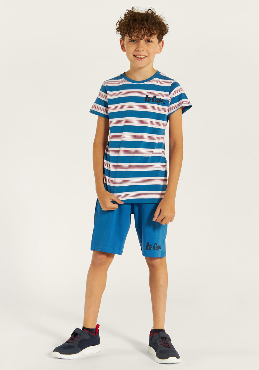 Lee Cooper Printed Crew Neck T-shirt and Shorts Set-Nightwear-image-0