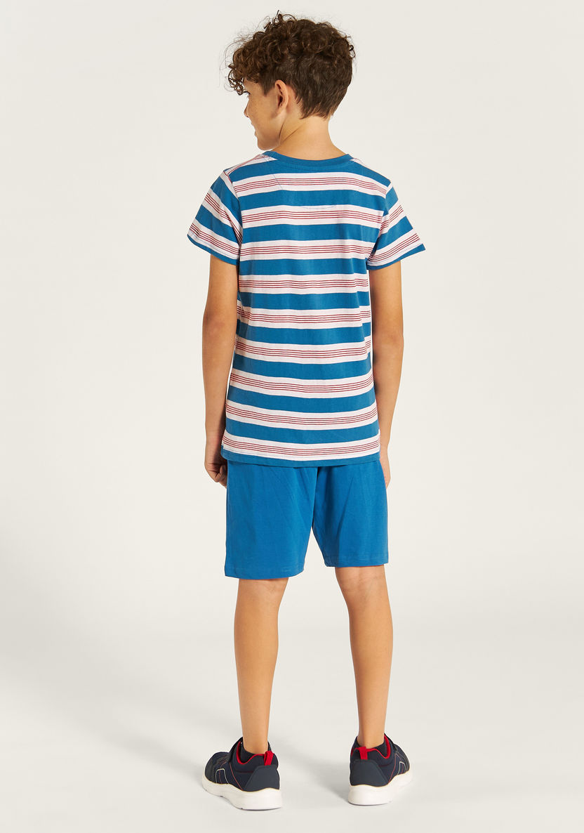 Lee Cooper Printed Crew Neck T-shirt and Shorts Set-Nightwear-image-4