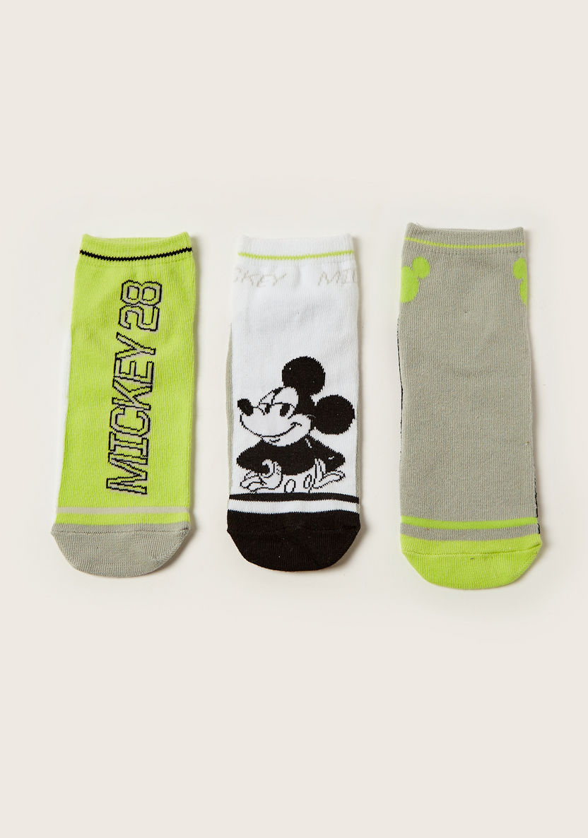 Disney Mickey Mouse Print Ankle Length Socks - Set of 3-Socks-image-0