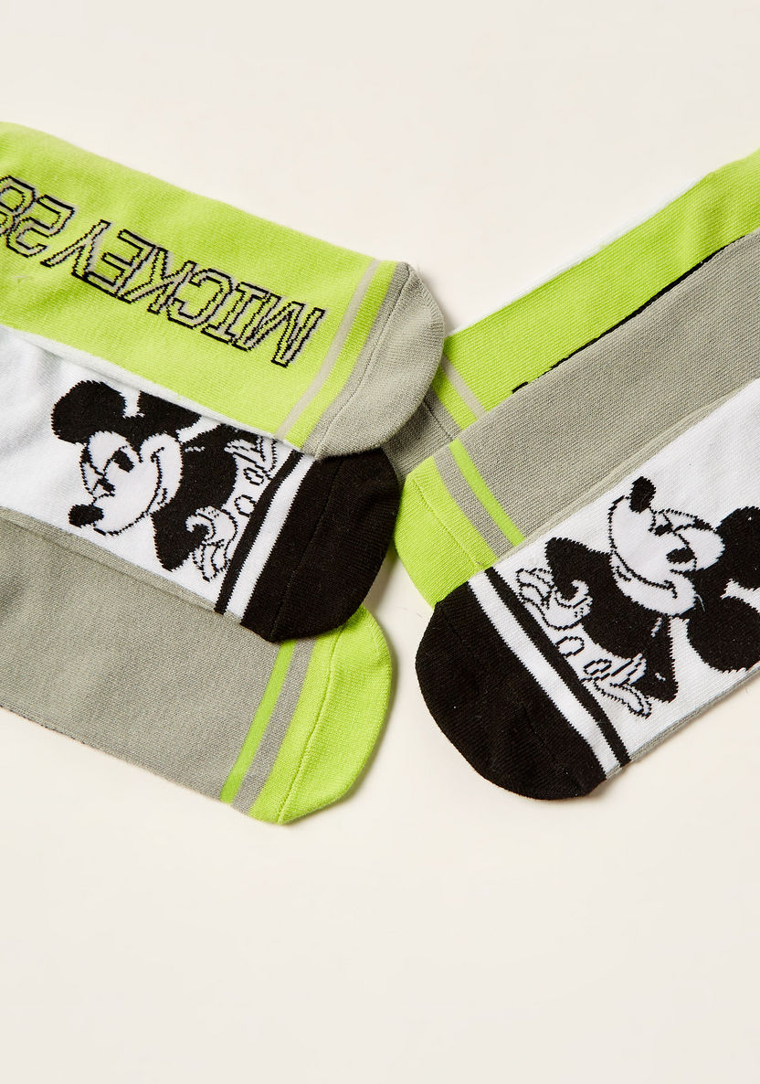 Disney Mickey Mouse Print Ankle Length Socks - Set of 3-Socks-image-4