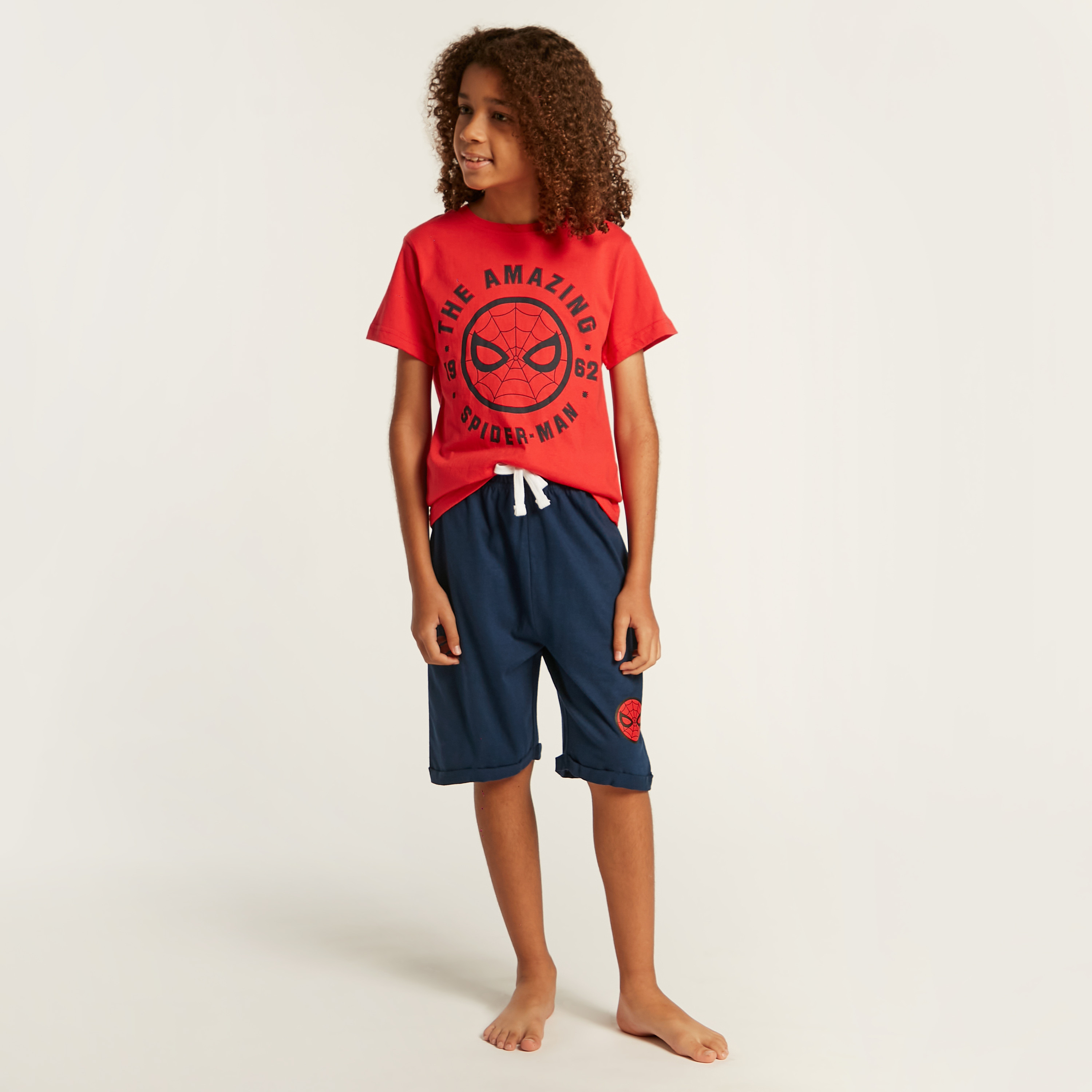 Buy Spider-Man Print Crew Neck T-shirt and Shorts Set Online Buy Spider-Man Print Crew Neck T-shirt and Shorts Set Online