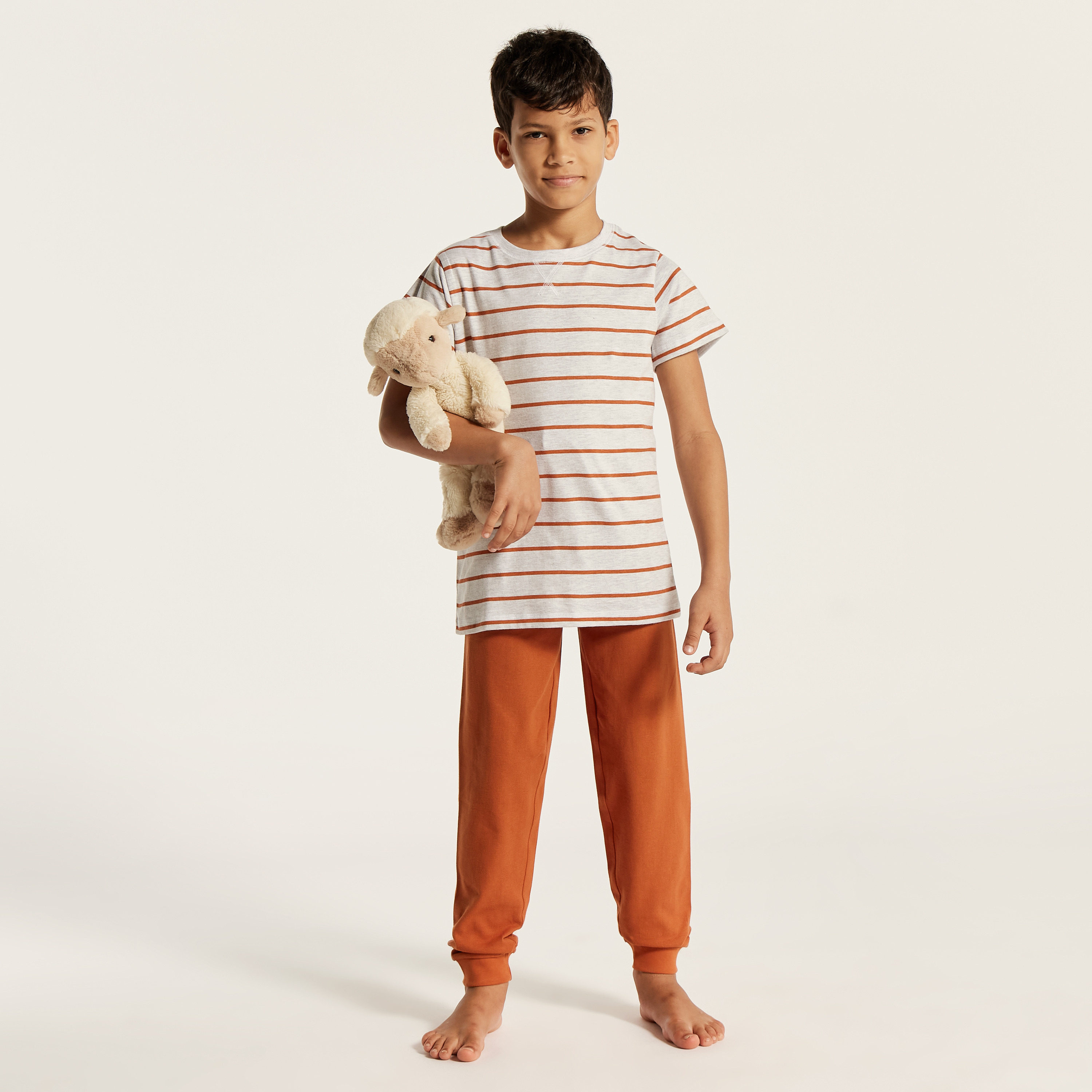 Buy Juniors Striped Round Neck T-shirt and Full Length Buy Juniors Striped Round Neck T-shirt and Full Length
