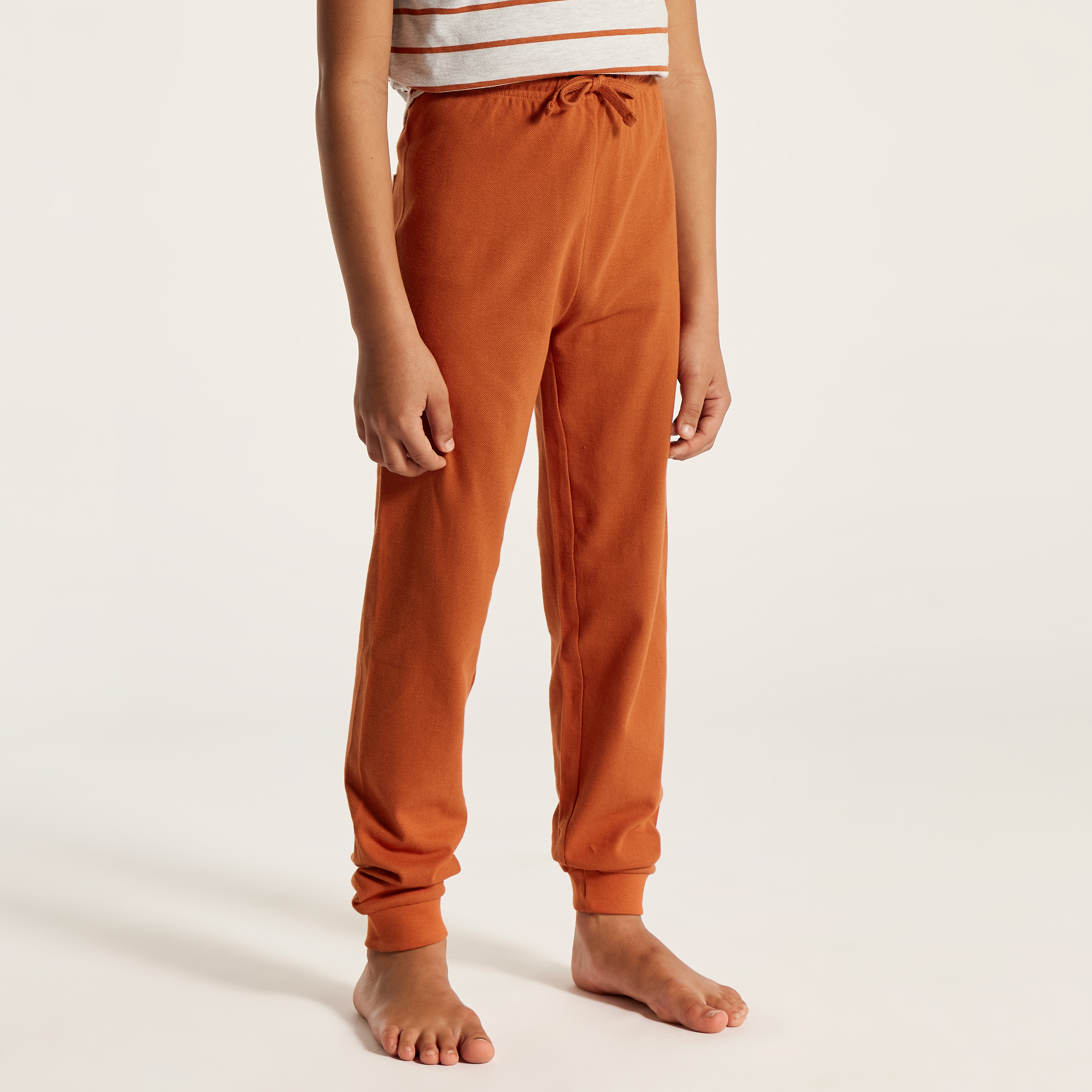 Juniors Striped Round Neck T-shirt and Full Length Pyjama Set-boys-clothing-nightwear-image-4