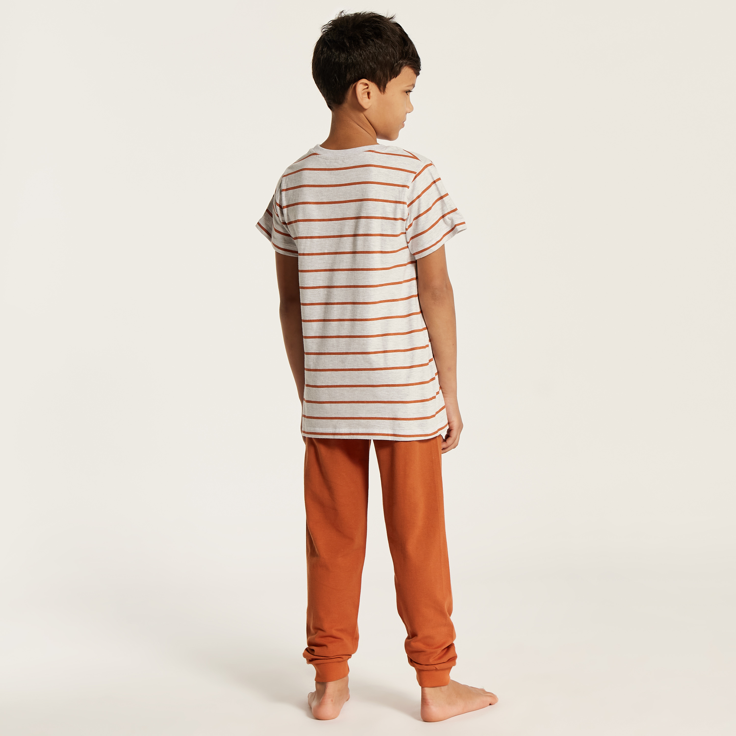 Juniors Striped Round Neck T-shirt and Full Length Pyjama Set-boys-clothing-nightwear-image-5