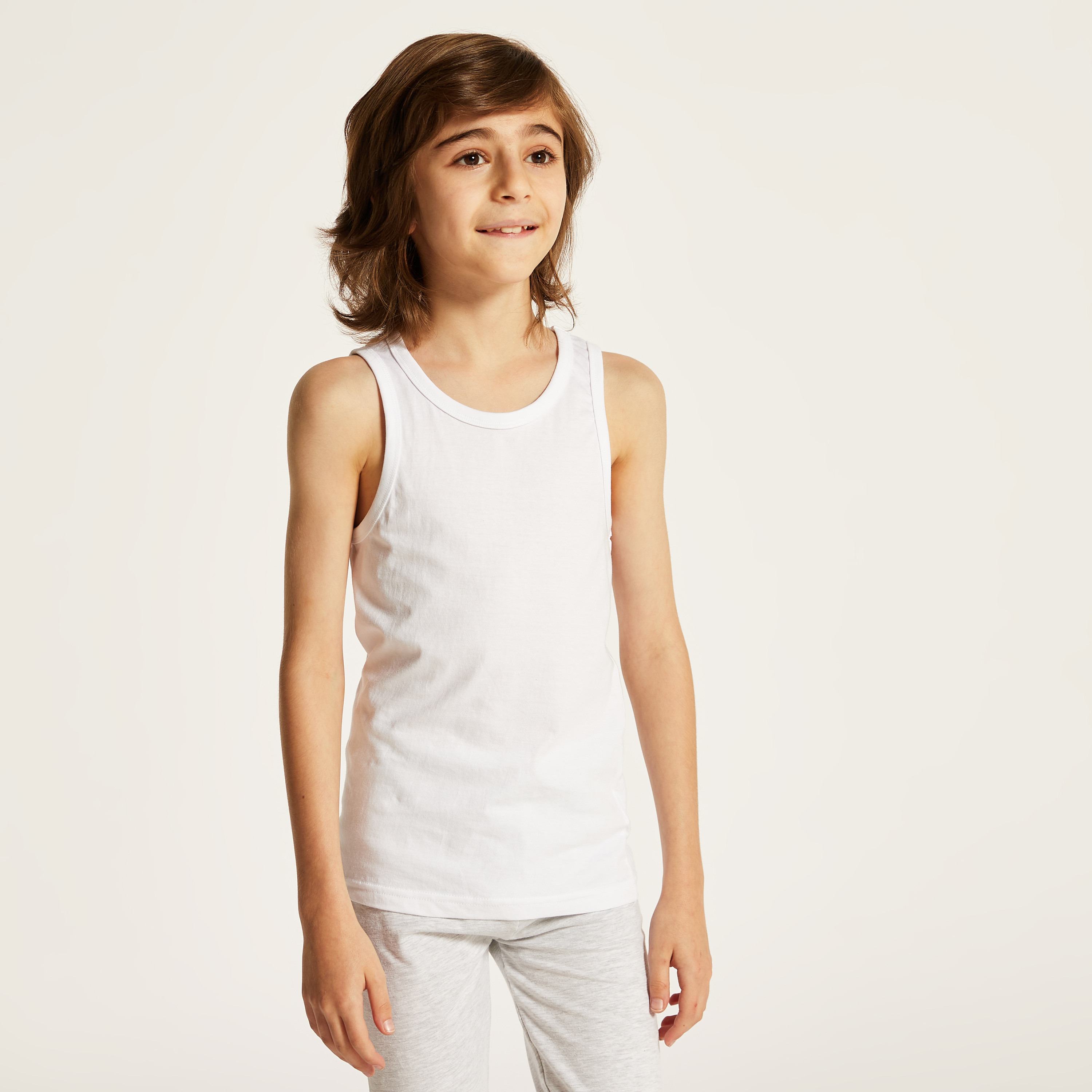 Juniors Solid Vest with Round Neck - Set of 3-boys-clothing-innerwear-vests-image-1