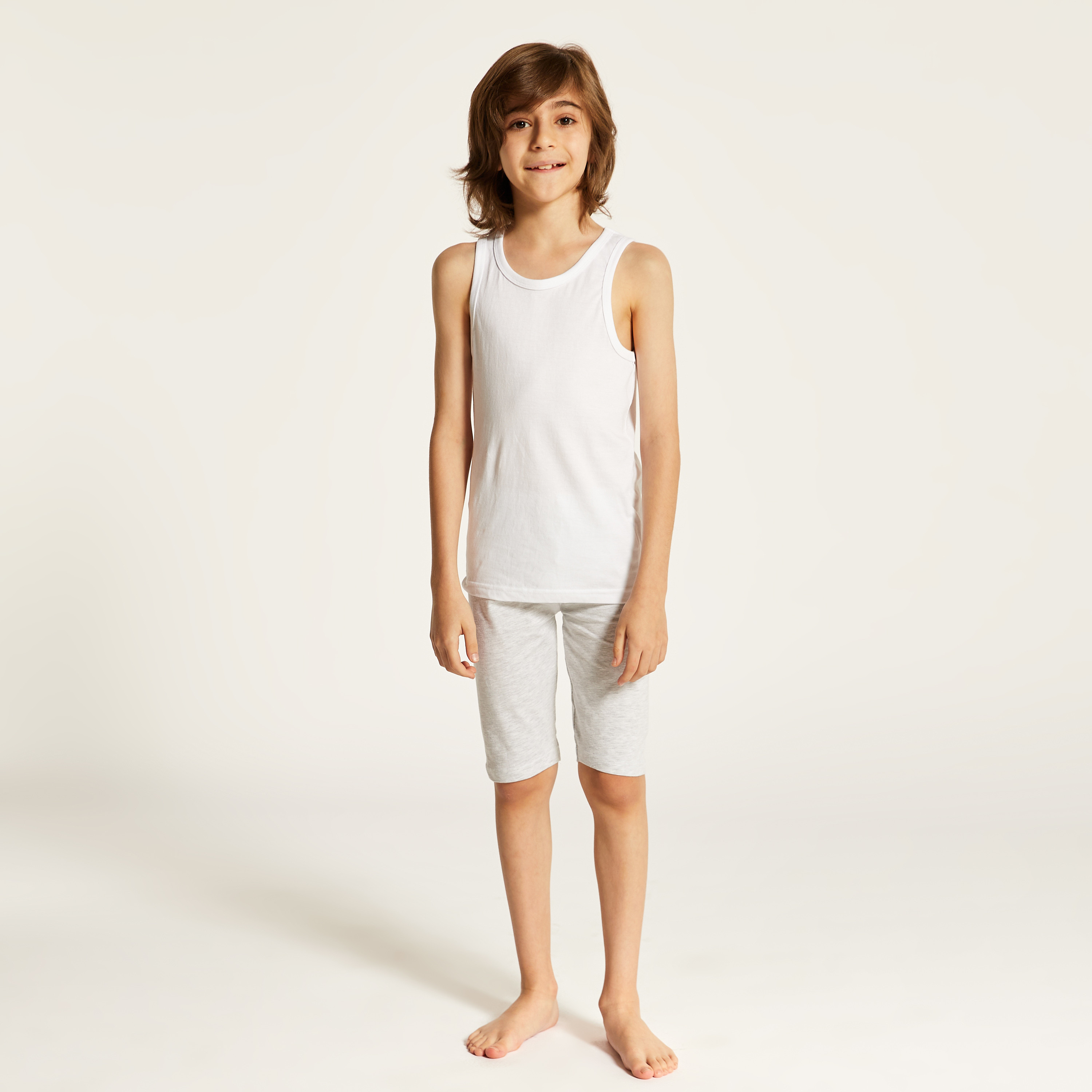 Juniors Solid Vest with Round Neck - Set of 3-boys-clothing-innerwear-vests-image-2