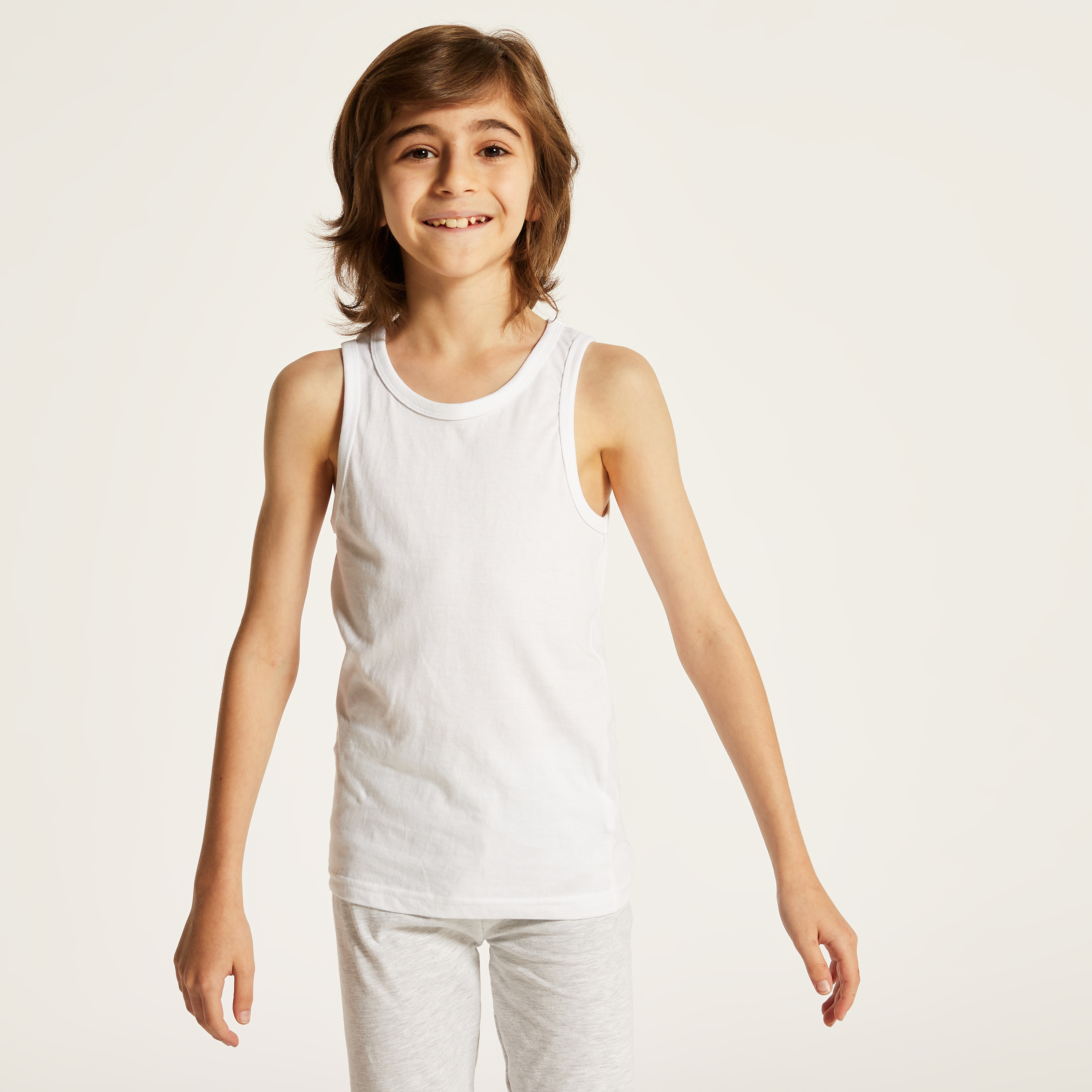 Juniors Solid Vest with Round Neck - Set of 3-boys-clothing-innerwear-vests-image-3
