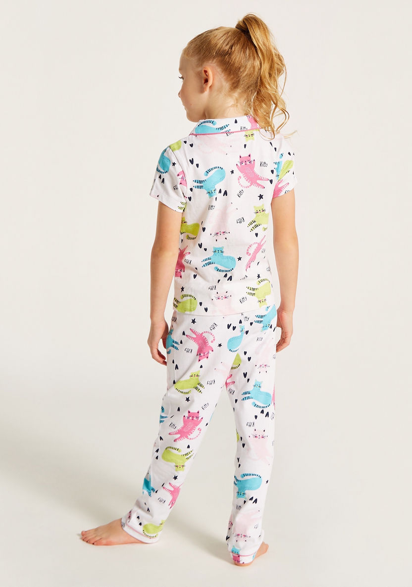 Juniors Printed Short Sleeve Shirt and Pyjama Set-Nightwear-image-5