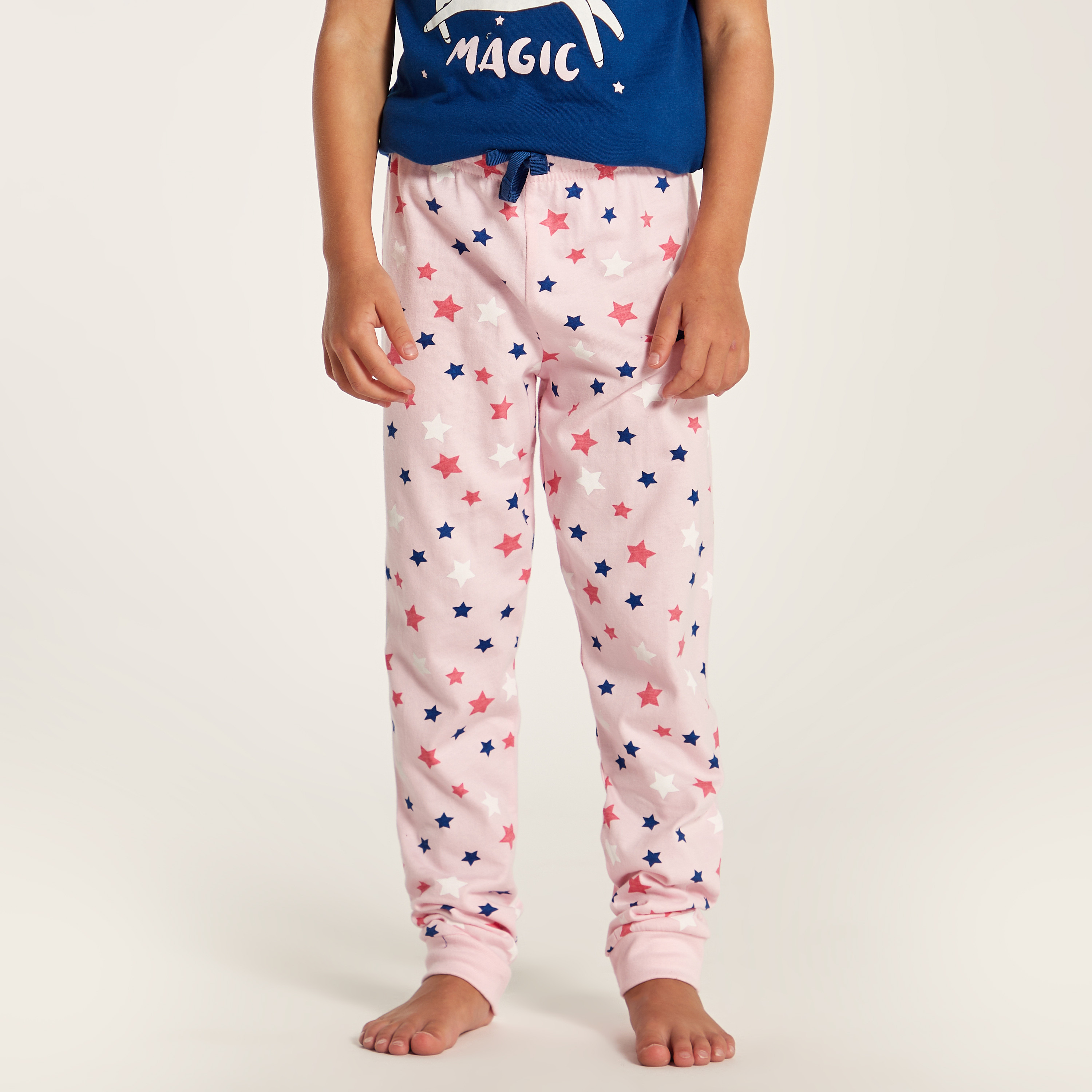 Juniors Unicorn Glitter Print Round Neck T-shirt and Pyjama Set-girls-clothing-nightwear-image-4