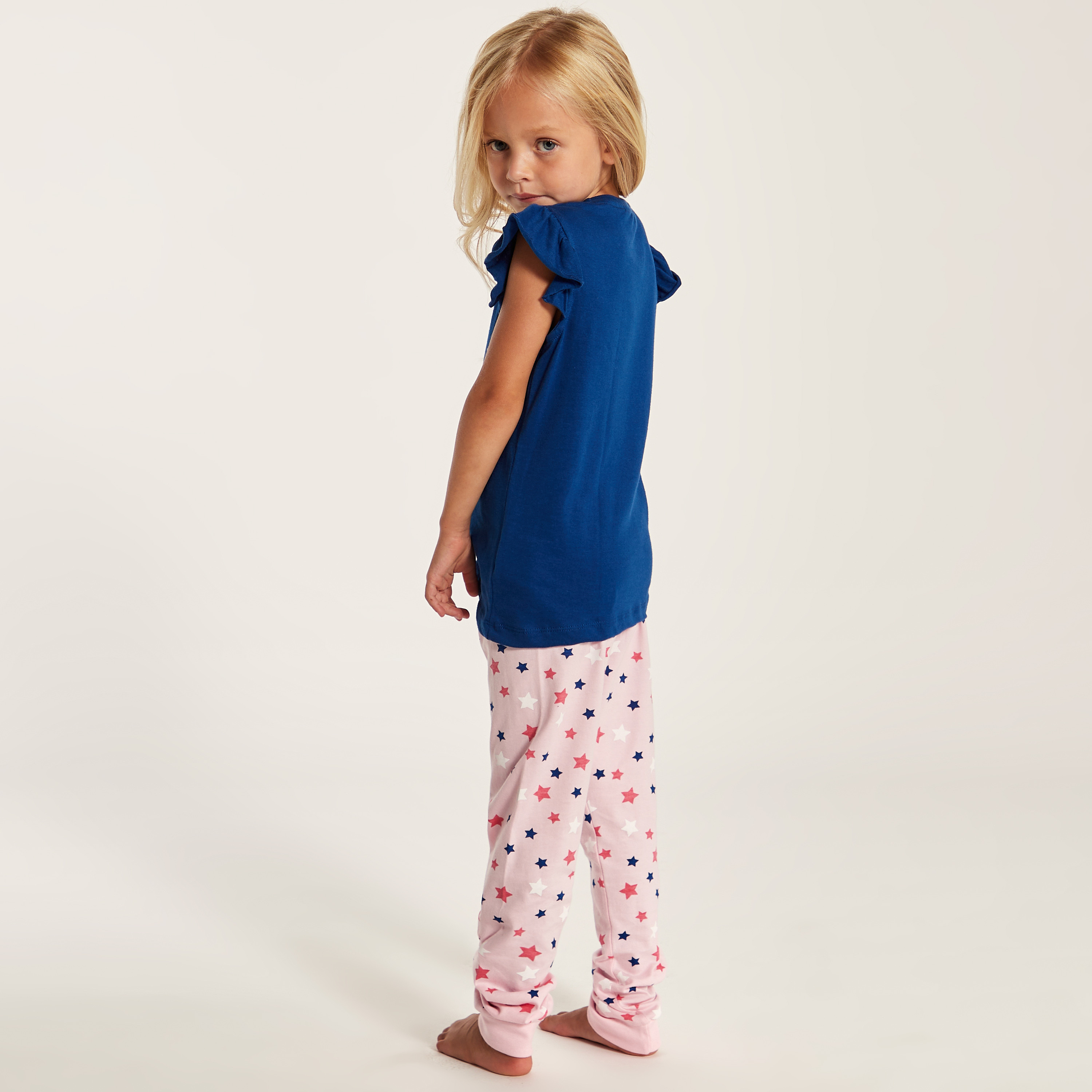 Juniors Unicorn Glitter Print Round Neck T-shirt and Pyjama Set-girls-clothing-nightwear-image-5