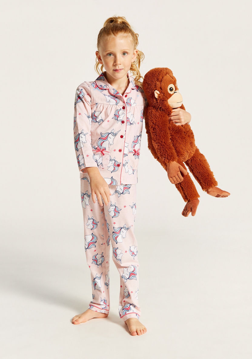Juniors Unicorn Print Long Sleeve Shirt and Pyjama Set-Nightwear-image-0