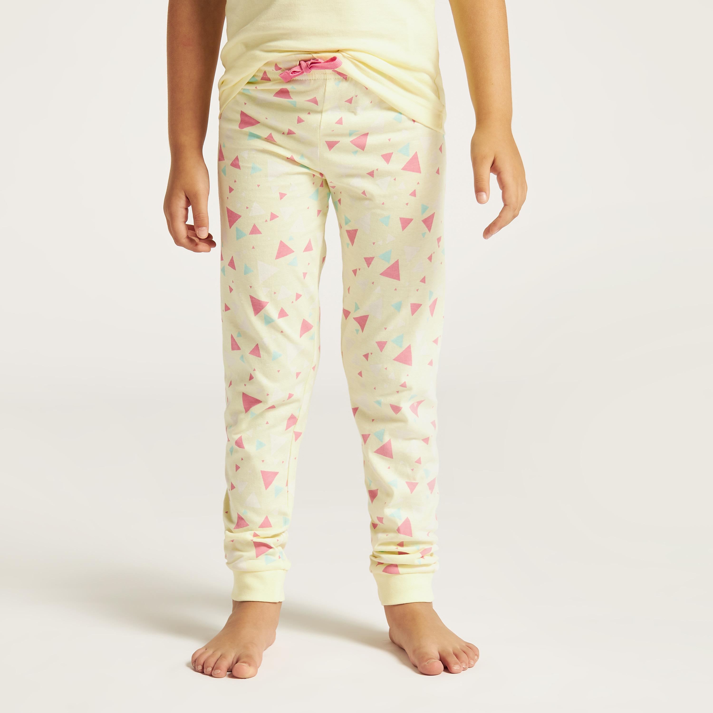 Juniors Typographic Print Crew Neck T-shirt and Pyjama Set-girls-clothing-nightwear-image-4