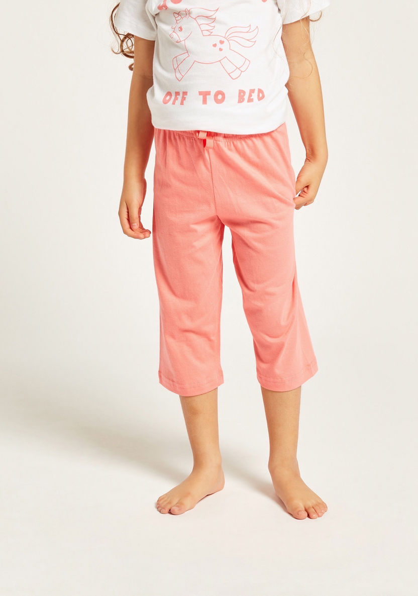 Juniors Printed Short Sleeves T-shirt and Pyjama Set-Nightwear-image-3