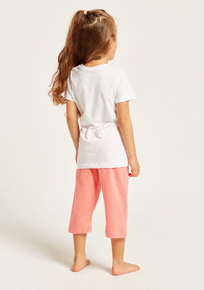 Juniors Printed Short Sleeves T-shirt and Pyjama Set-Nightwear-image-4