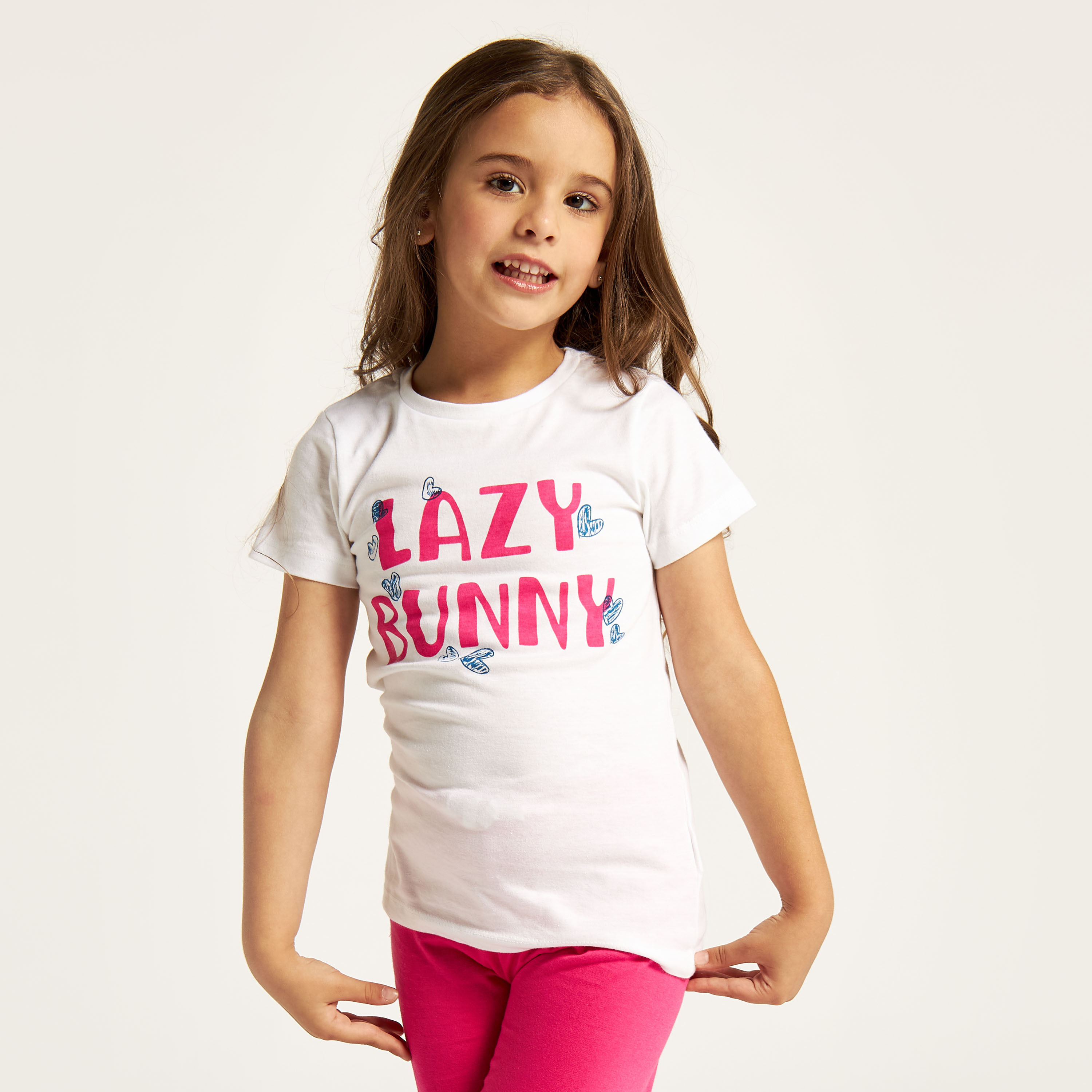 Juniors Printed Crew Neck T-shirt and Pyjama Set-girls-clothing-nightwear-image-3
