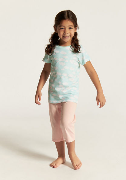 Juniors Printed Short Sleeves T-shirt and Pyjama - Set of 3-Nightwear-image-8