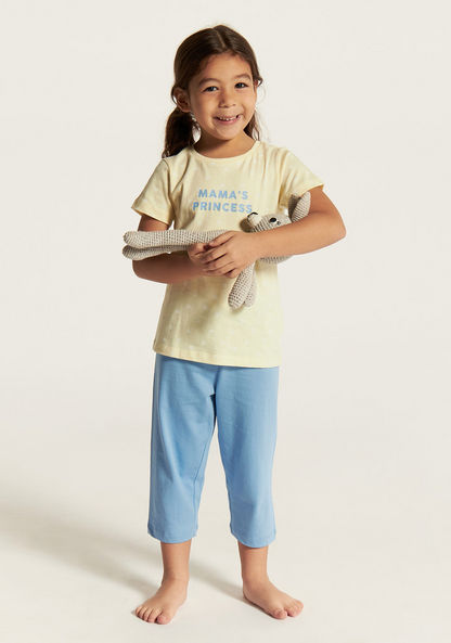 Juniors Printed Short Sleeves T-shirt and Pyjamas - Set of 3-Nightwear-image-1