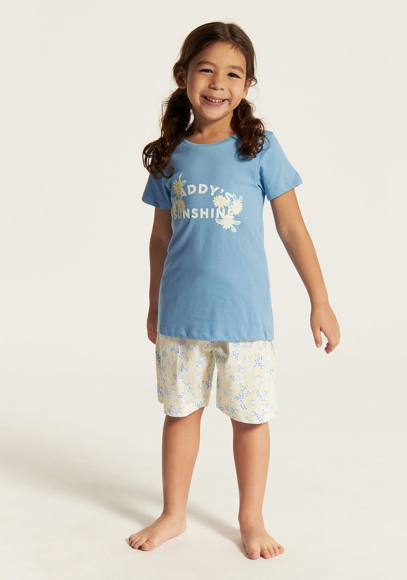 Juniors Printed Short Sleeves T-shirt and Pyjamas - Set of 3-Nightwear-image-5