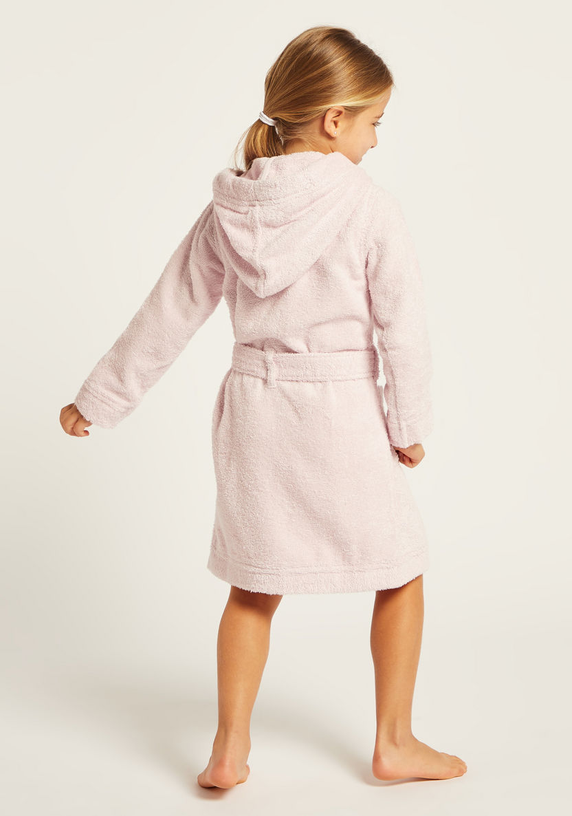 Juniors Textured Long Sleeves Bathrobe with Hood and Tie-Up Belt-Towels and Flannels-image-3